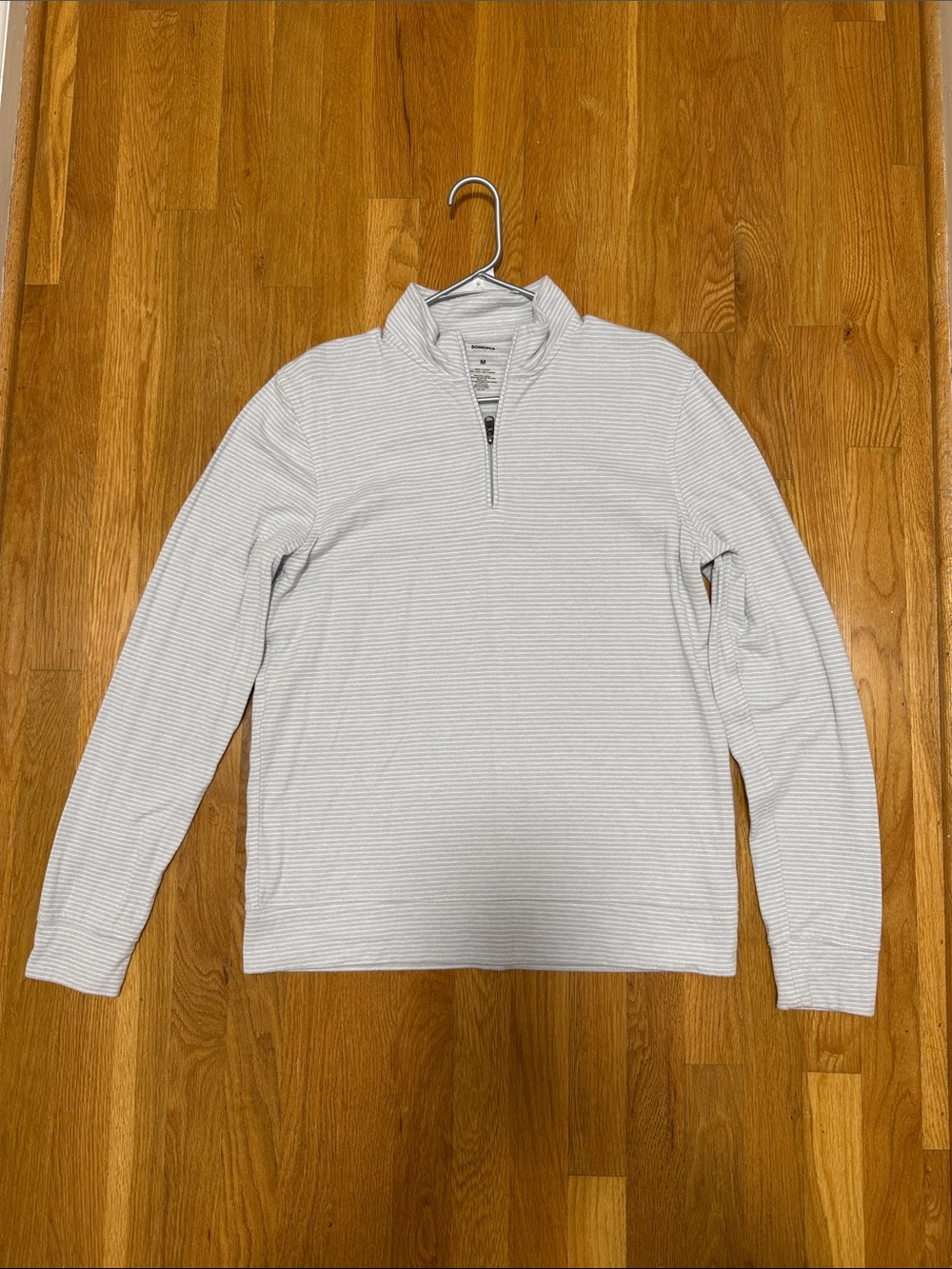 Sonoma Men’s Light Gray Striped Quarter-Zip Pullover